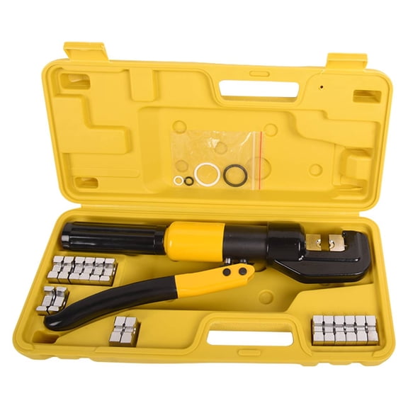 TOPAZ 10T Hydraulic Crimping Tool 12-2/0 AWG Battery Cable Crimping Tool 0.43 inch Stroke Hydraulic Lug Crimper Electrical Terminal Crimper with 8 Pairs of Die Sets