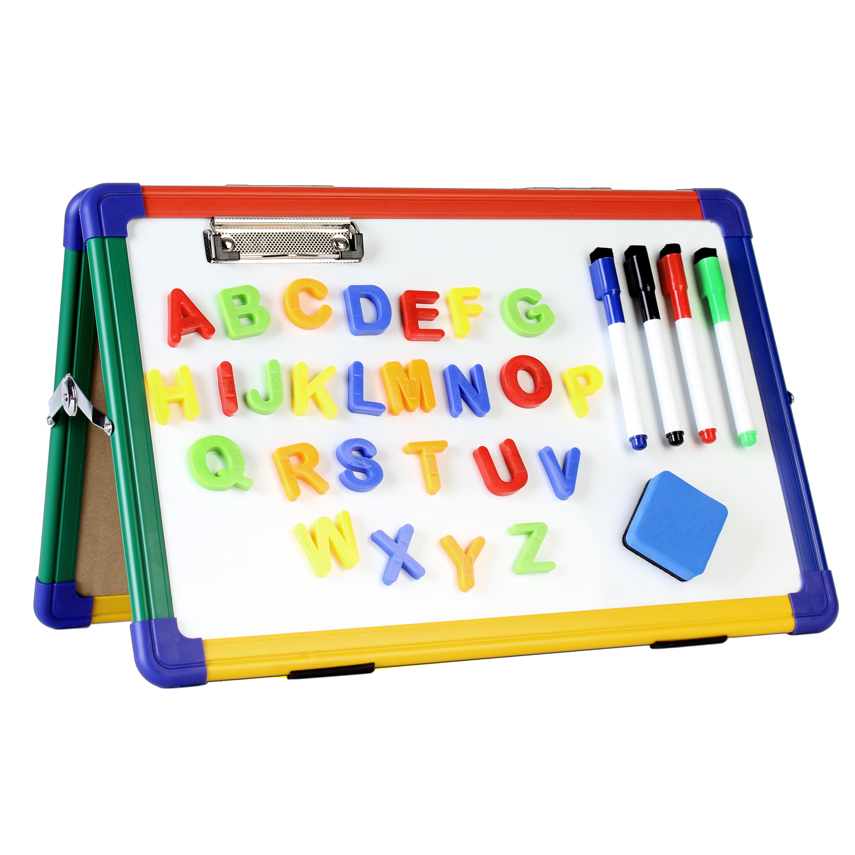 Double Sided Magnetic White Board with Two Magnets Two Color Markers and Paper Clip 12x16 IbexStationers Small Dry Erase Board for Home Learning Tabletop Easel Whiteboard 