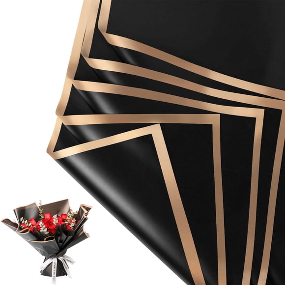 Papel para envolver flores NESCCI impermeable, 20 hojas (negro)