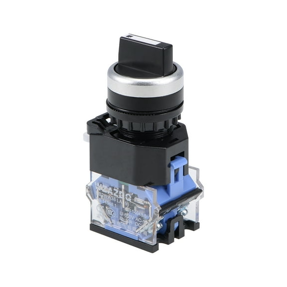 Uxcell Rotary Selector Switch 3 Positions 2NO Momentary AC 600V 10A 22mm 7/8" Panel Mount