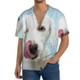 thumbnail image 3 of Balery Puppy Licks Nose Men's Casual Button Down Shirt Short Sleeve Textured Summer Cuban Beach Shirts-Large, 3 of 7