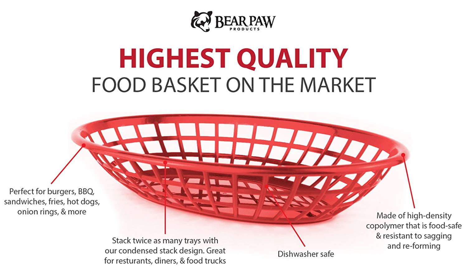 Plastic Deli Food Baskets - 6 Count - Red - Walmart.com