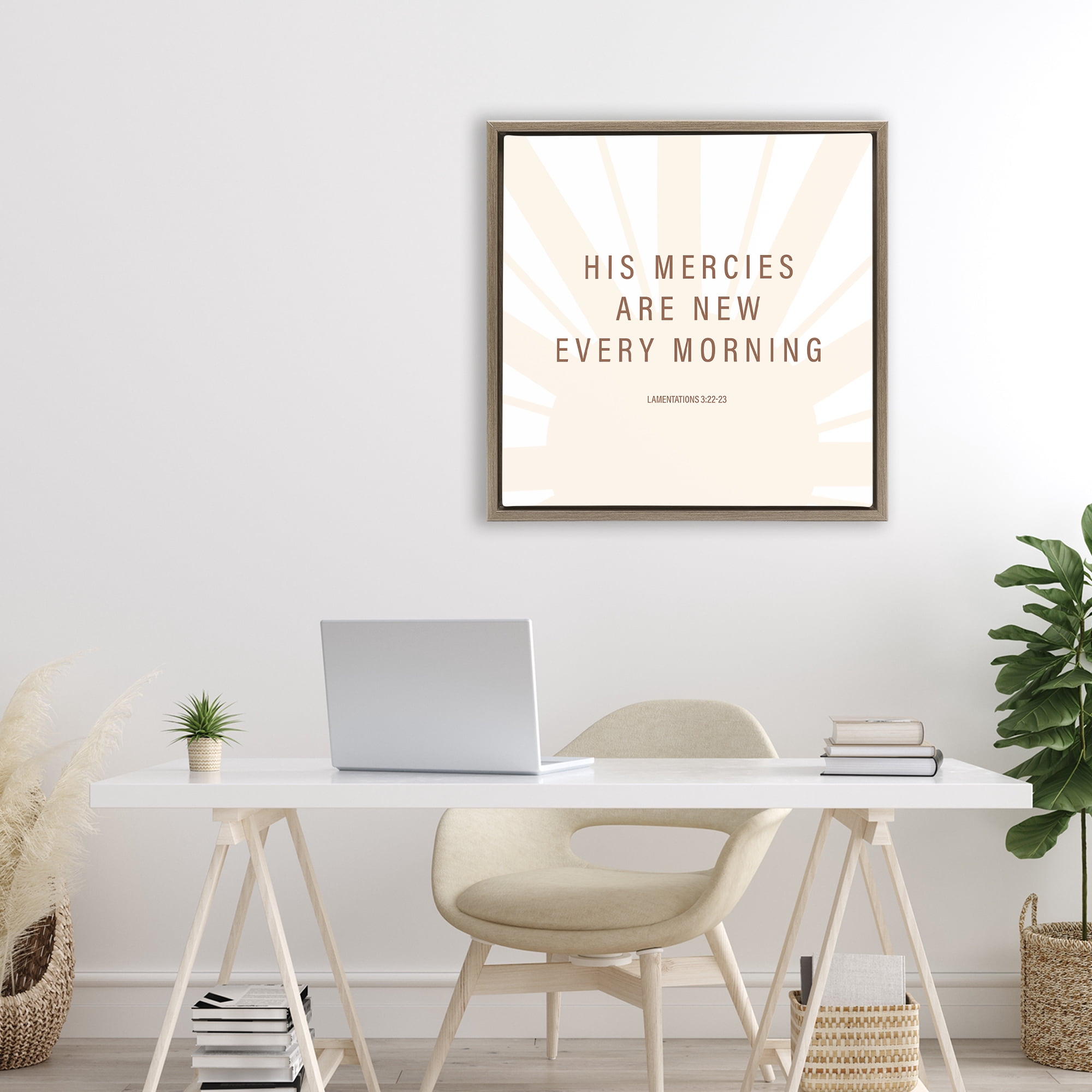 Stupell Industries His Mercies Are New Brown Framed Floater Canvas Wall Art, design by SD Graphics Studio