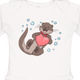 thumbnail image 4 of Inktastic Cute Smiling Valentine's Day Otter with Heart Boys or Girls Long Sleeve Baby Bodysuit, 4 of 5