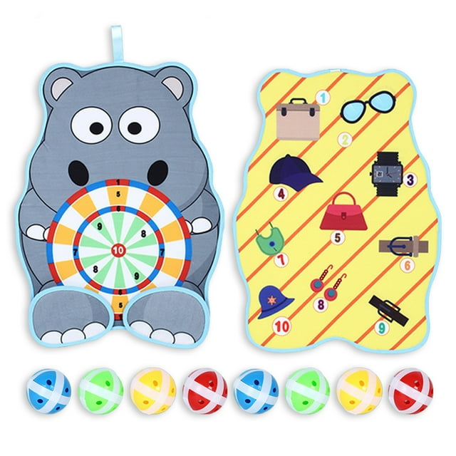 Bangcool Kids Game Dart Board Set Animal Double Sided Dart Board Game Sticky Ball Game