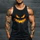 thumbnail image 1 of Camiseta sin mangas de cuello redondo para hombre, con estampado de Halloween, cuello redondo, estilo informal, deportiva, para hombre, 1 of 5