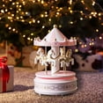 thumbnail image 6 of Christmas Wooden Carousel Music Box Turn Horse Shaped for Holiday Decoration Pink, 6 of 8