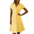 thumbnail image 5 of Odbmxy Short Sleeve Women's Midi Length Dresses Collared Summer Sundress Tunic Dress Women Sheath Everyday Fancy Plaid, 5 of 6