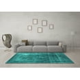 thumbnail image 3 of Ahgly Company Machine Washable Indoor Square Oriental Turquoise Blue Industrial Area Rugs, 3' Square, 3 of 4