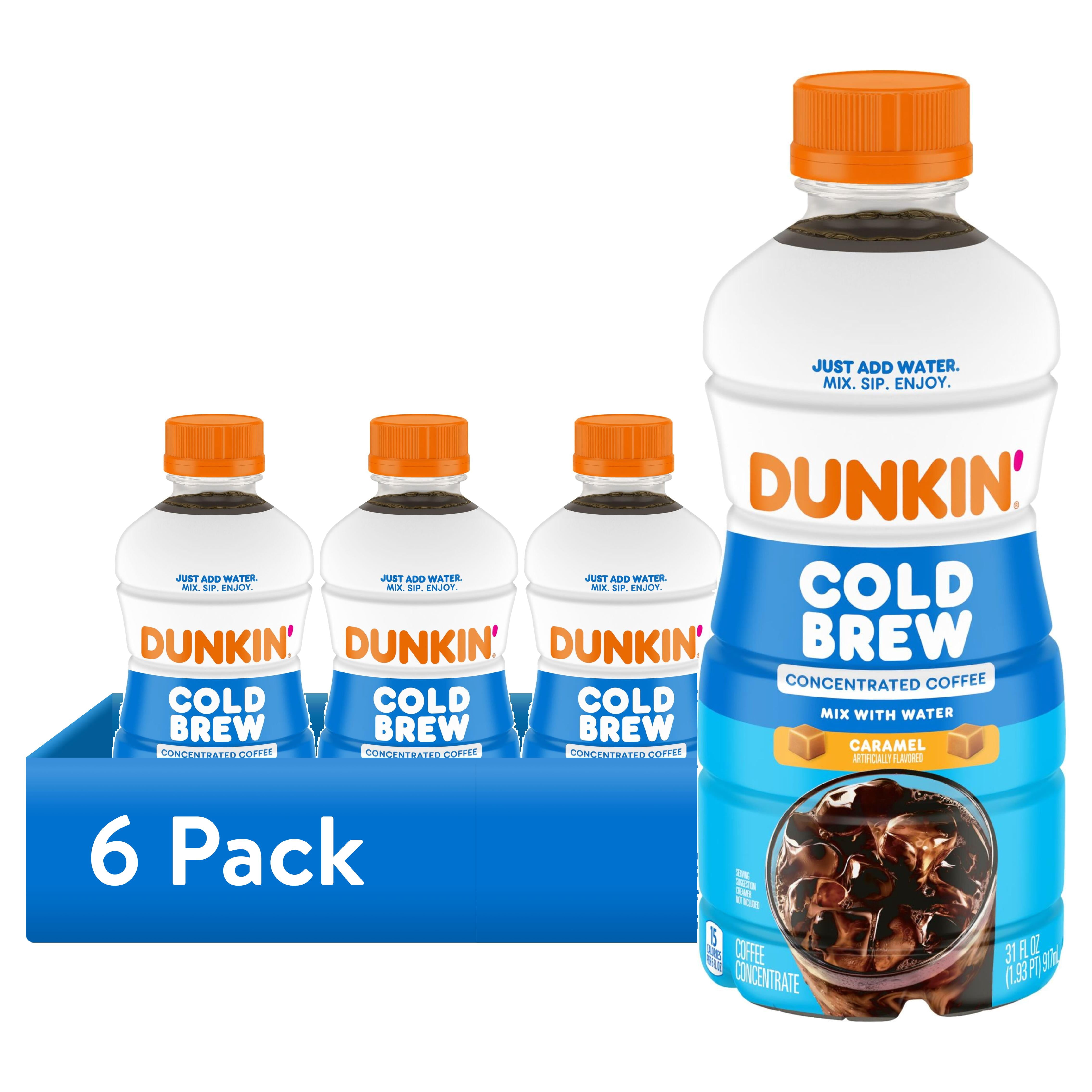 (6 pack) Dunkin’ Caramel Artificially Flavored Cold Brew Concentrated Coffee, 31 Fl oz Bottle