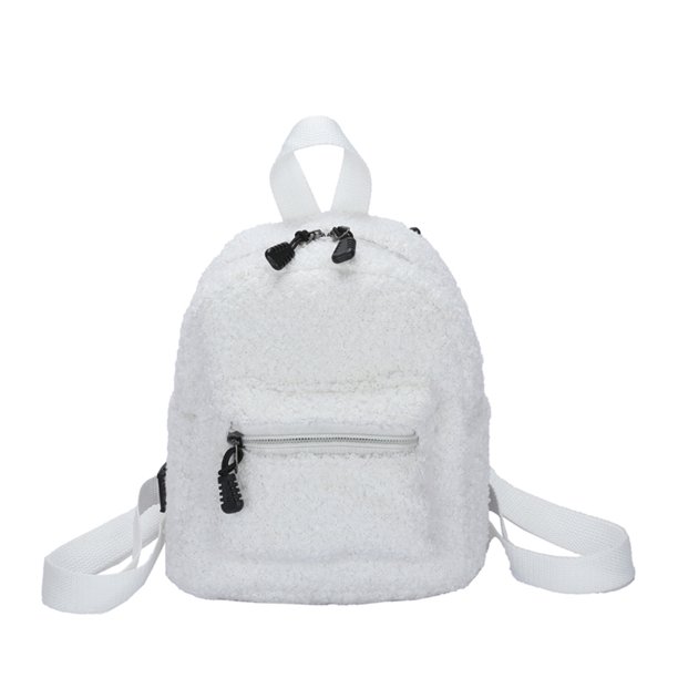 Mochila de lana de color sólido para mujer Otoño Invierno Mini mochila femenina estilo preppy