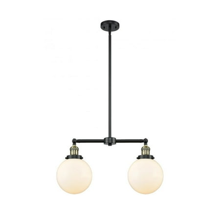 

Black Antique Brass Tone Chandeliers 25 Wide Matte White Cased Glass Steel/Cast Brass Medium Base LED 2 Light Fixture