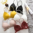 thumbnail image 6 of Women Simple Bra Thin Straps Wrapping Chest Front Buckle Wireless Bra Sports Cross Back Bra, 6 of 8