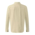 thumbnail image 6 of Pxiakgy shirts for men Fashion Casual Long Button Beach Collar Top Turn-down Sleeve Solid Blouse Men's Men's blouseMen's Dress Shirts Beige + 3XL, 6 of 8