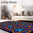 thumbnail image 2 of ODIKA 3'x5' Machine Washable Non-Slip Area Rug, Interactive Inspired Trail with Colorful Paths and Iconic Emblems High Traffic Rug with Pad, Orange, 574993, 2 of 8