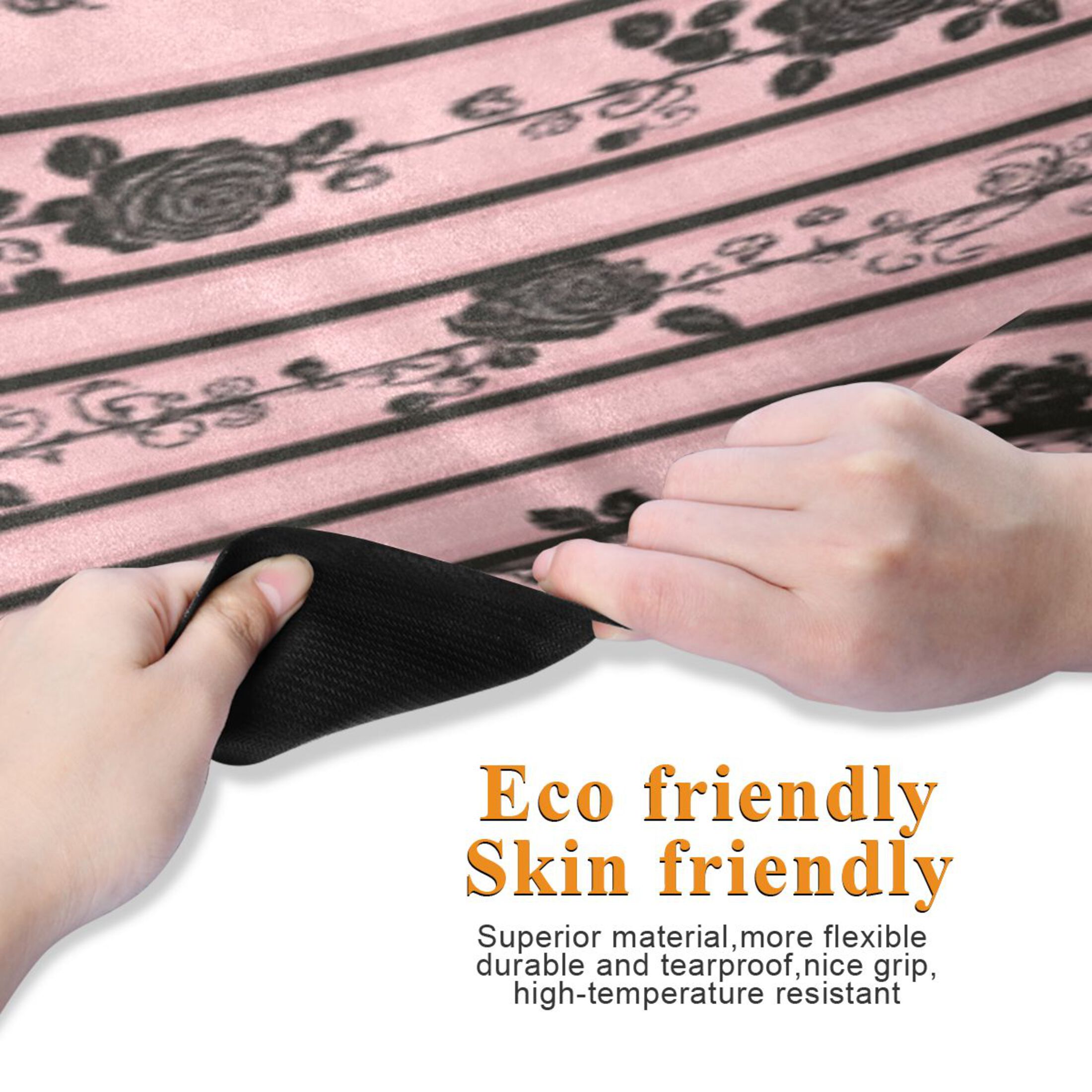 BZSMCE Yoga Mat Women Fitness Mat Gothic Pink Rose Stripes Pattern