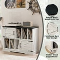 thumbnail image 3 of Large Record Player Stand, Vinyl Record Storage Cabinet with Storage 2 Shelves & 6 Compartments, White, 3 of 8