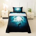 thumbnail image 2 of Manfei Underwater Shark Twin Sheets, Deep Ocean Animal Bedding, Teal Blue, 3-Piece, 1 Flat Sheet, 1 Fitted Sheet and 1 Pillowcase, 2 of 6