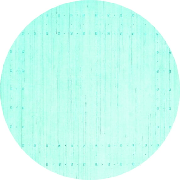 Ahgly Company Indoor Round Solid Turquoise Blue Modern Area Rugs, 4' Round
