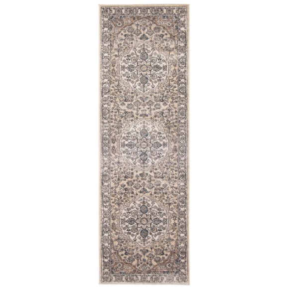 Oregon Tabriz Light Beige/Cream Polypropylene Rug 2'7" x 8'2"