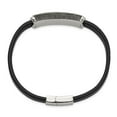 thumbnail image 3 of Diamond2Deal Stainless Steel Antiqued and Polished Black Agate Black Leather Bracelet for Men 8.25", 3 of 6