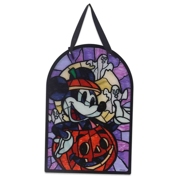 Disney Outdoor Decor Stained Glass-Style Mickey Halloween Wall Art