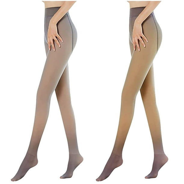 2Pcs Women Warm Pantyhose Leggings Fake Translucent Fleece Winter