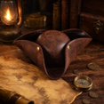 thumbnail image 5 of Faux Leather Tricorn Pirate Hat Adult Halloween, Polyester Cotton Vintage Headpiece Cosplay Prop for Pirate Party and Halloween Masquerade Stage Show Brown B, 5 of 6
