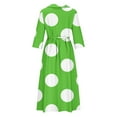 thumbnail image 5 of SMihono Women's Polka Dot Long Sleeve Lapel Button Dress High Waist 3/4 Sleeve Ruffle Hem Tie Front Midi Dress with Belt Irregular Dress Green 14, 5 of 5