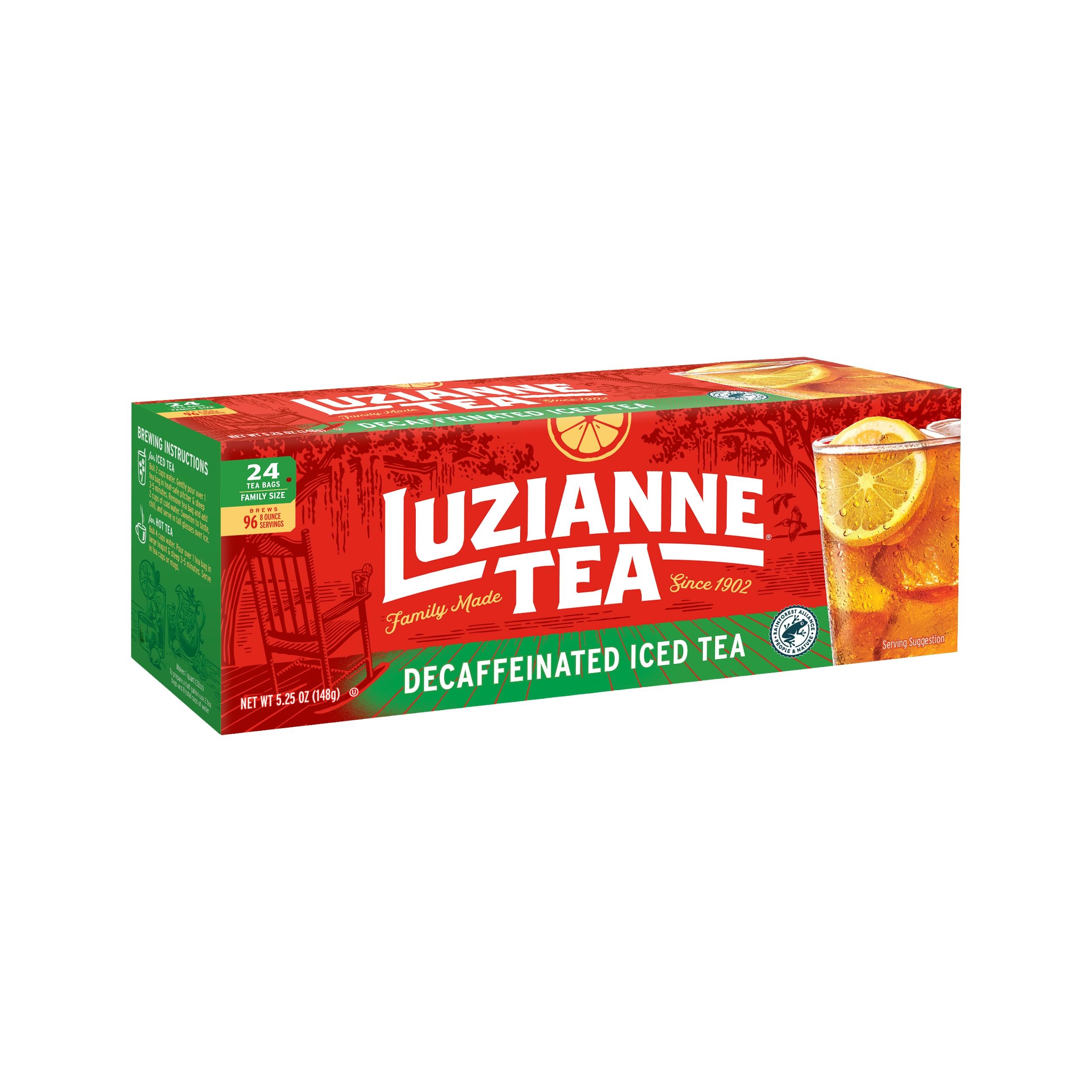 Luzianne Decaffeinated Black Iced Tea Bags, 24 Count