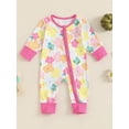 thumbnail image 4 of Elippeo Baby Girls Jumpsuit, Long Sleeve Crew Neck Flower/Pumpkin/Bow Print Zipper Closure Casual Romper Clothes 3 6 12 Months, 4 of 9