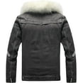 thumbnail image 2 of QIUYI Sherpa Lined Jean Jacket for Men with Faux Fur Collar Slim Fit Vintage Distressed Trucker Jacket Windbreakers Plus Size, 2 of 7