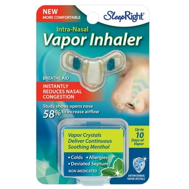 SleepRight Intra-Nasal Vapor Inhaler, Latex-Free, for Sinus, Single Piece, with Accessories, 1 Count