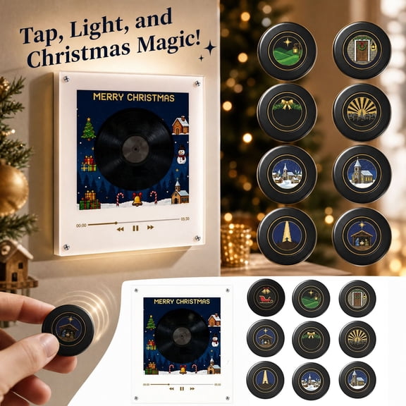 Fridge Magnet Music Player Nativity Christmas Set With 9 Vinyl Style Nfc Discs Usb Mini Magnetic Music Box Phone Free Playback Wall Mount Holiday Decor For Xmas Presents