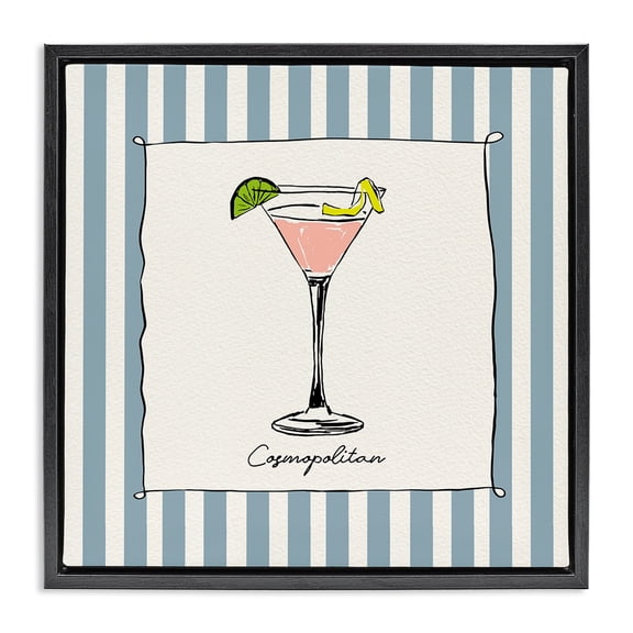 Stupell Industries Cosmopolitan Summer Stripes Black Framed Floater Canvas Wall Art, design by Susan Jill