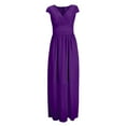 thumbnail image 3 of HAXMNOU Women Short Sleeve Evening Formal Party Dress Wedding Bridesmaid Dress Plus Size Solid Color Long Dress for Women Purple M, 3 of 7