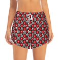 thumbnail image 4 of Lsque Red Floral Printed Women's Running Shorts with Liner Pockets,Elastic Quick Dry Workout Athletic Gym Yoga Shorts,Womens High Waist Shorts-Small, 4 of 9