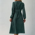 thumbnail image 3 of SHTXOZHI Women Button Down Long Sleeve Midi Dress V Neck Print Ruffle A-Line Dress with Slit, 3 of 4