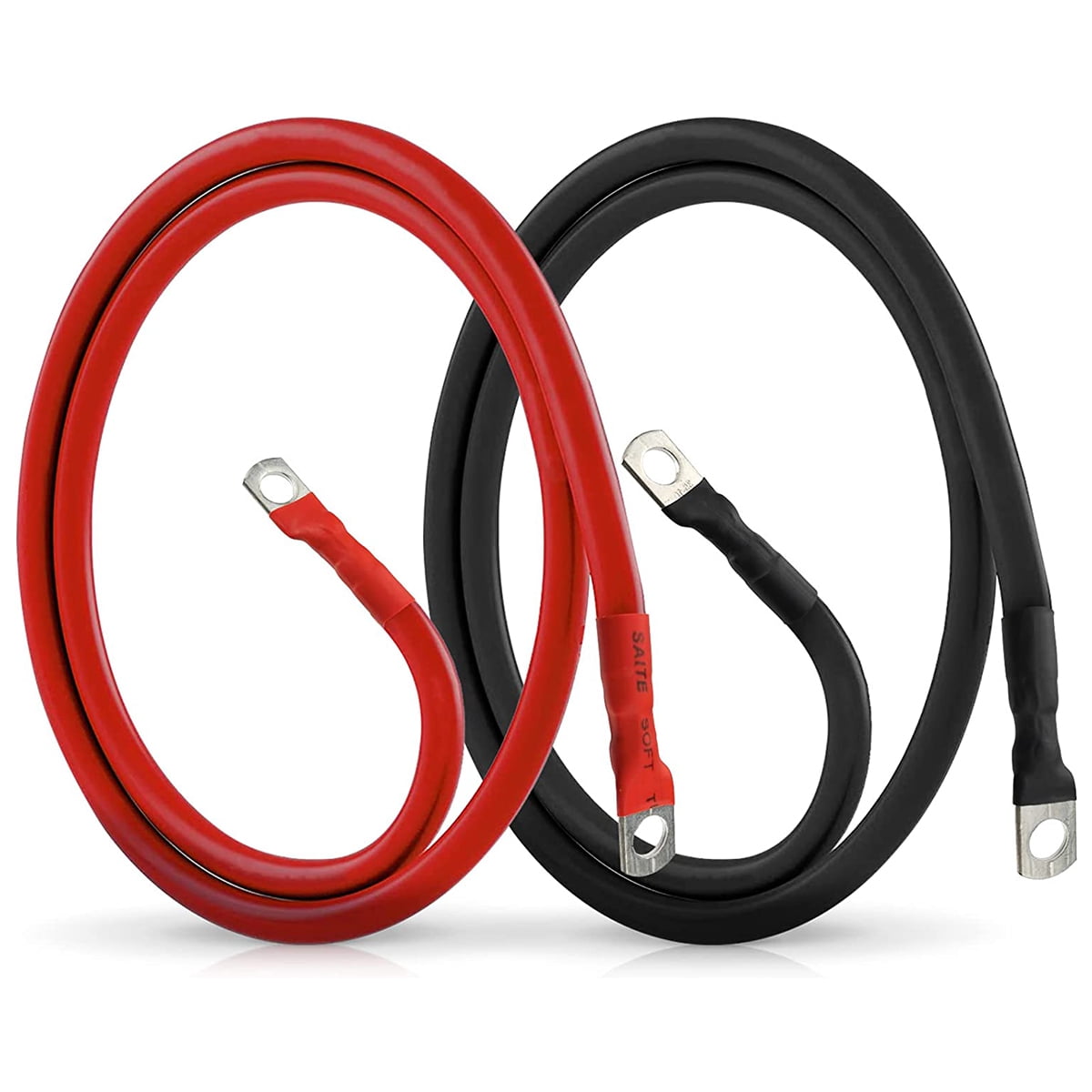 verlacod 2AWG 2inch Gauge Battery Cable Set with 3/8inch Lugs Durable Battery Power Inverter Cable Professional Copper Power Inverter Wire Boat Battery Cable for Car Marine Solar RV Boat
