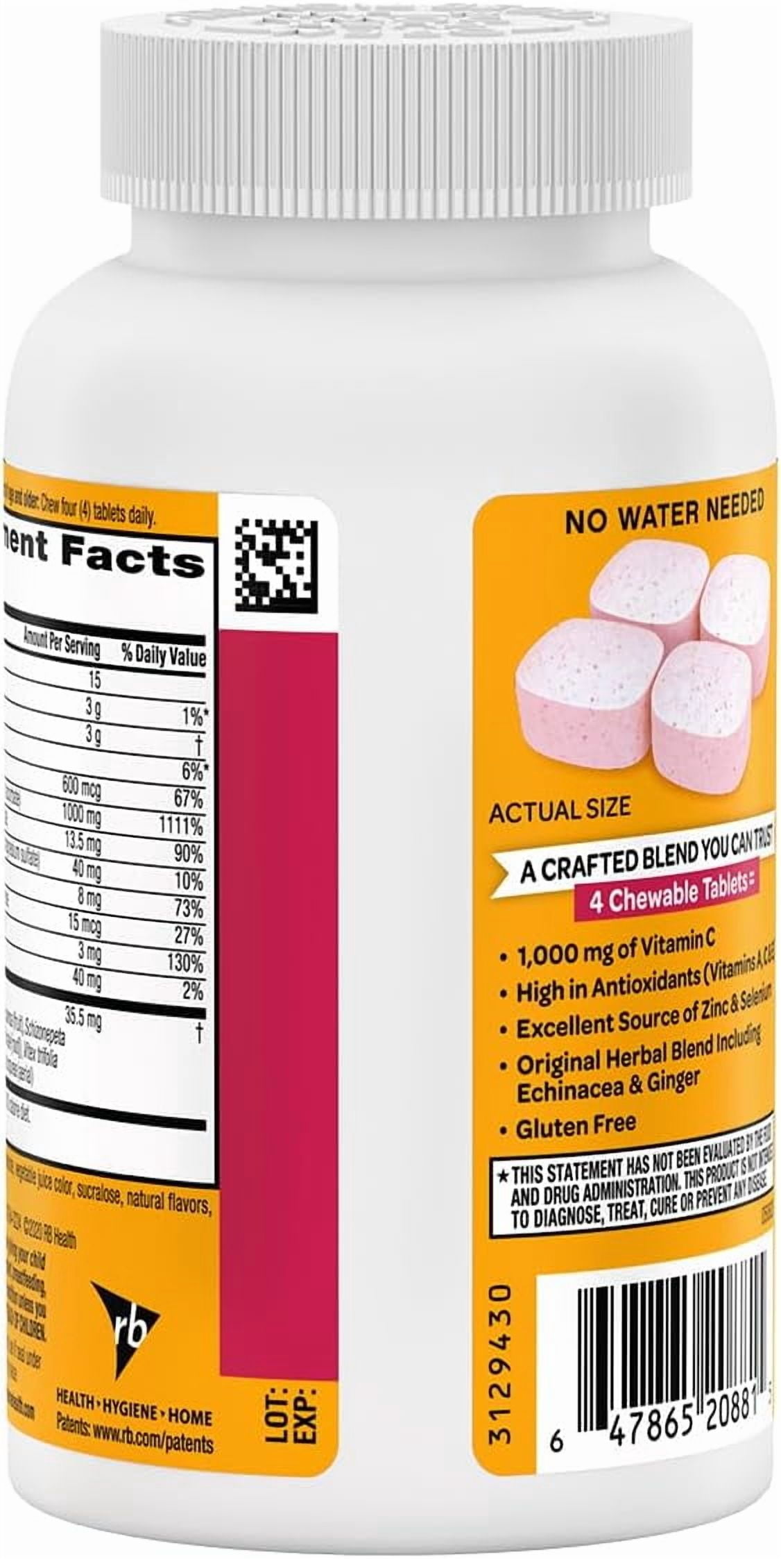 Airborne Berry Chewable Tablets 1000mg of Vitamin C - Immune Support Supplement 11 116 Each - (Pack of 2)
