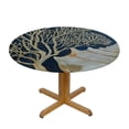 thumbnail image 3 of PIKWEEK Waterproof Resistant Fabric Indigo Coral Seashells Ocean Marine Reef Aquatic Plant Oil Nautical Round Tablecloth White, 3 of 8