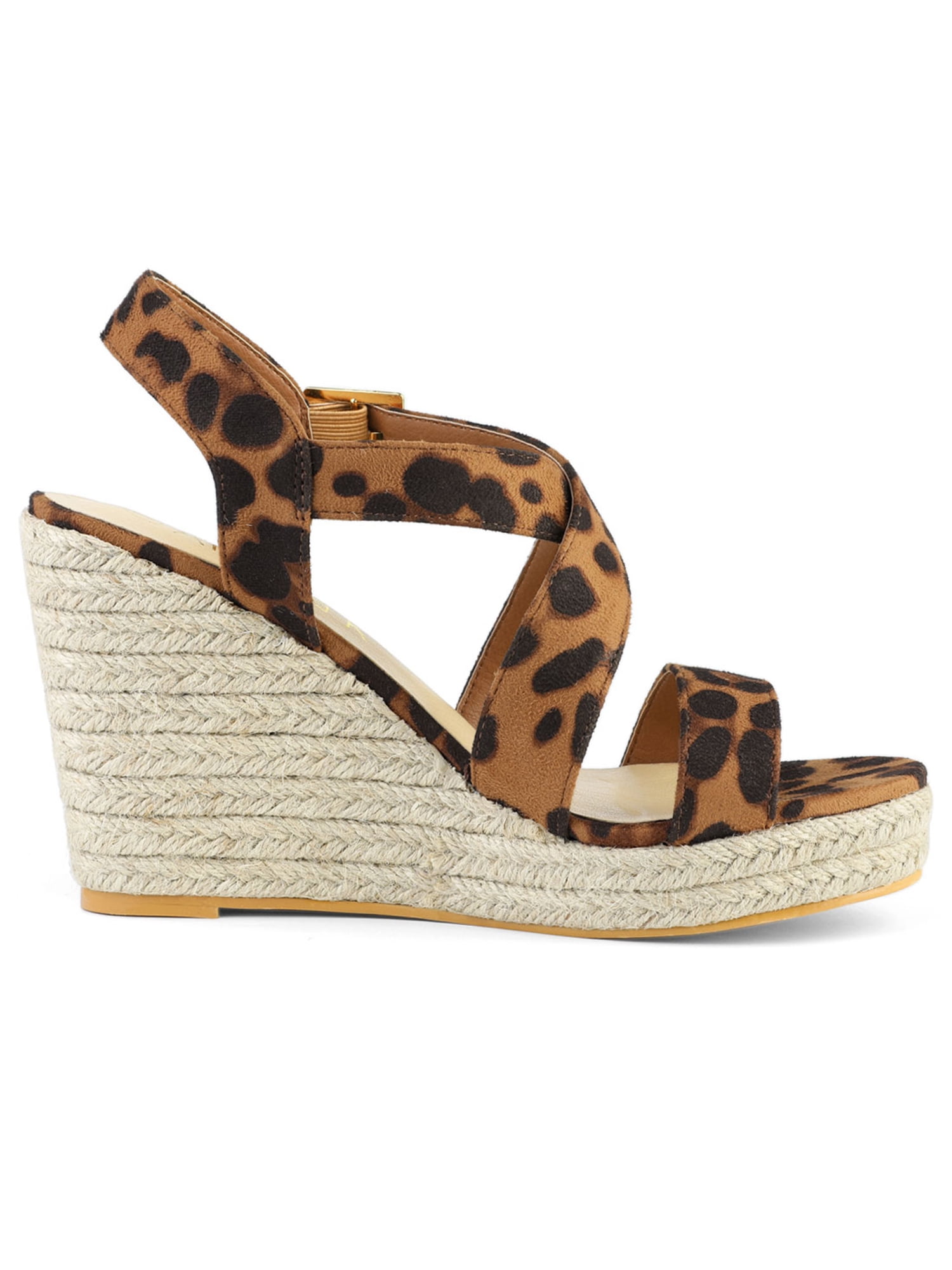 DARING DIVA Women's Stylish Espadrilles Platform Slingback Wedges Sandals Leopard 9