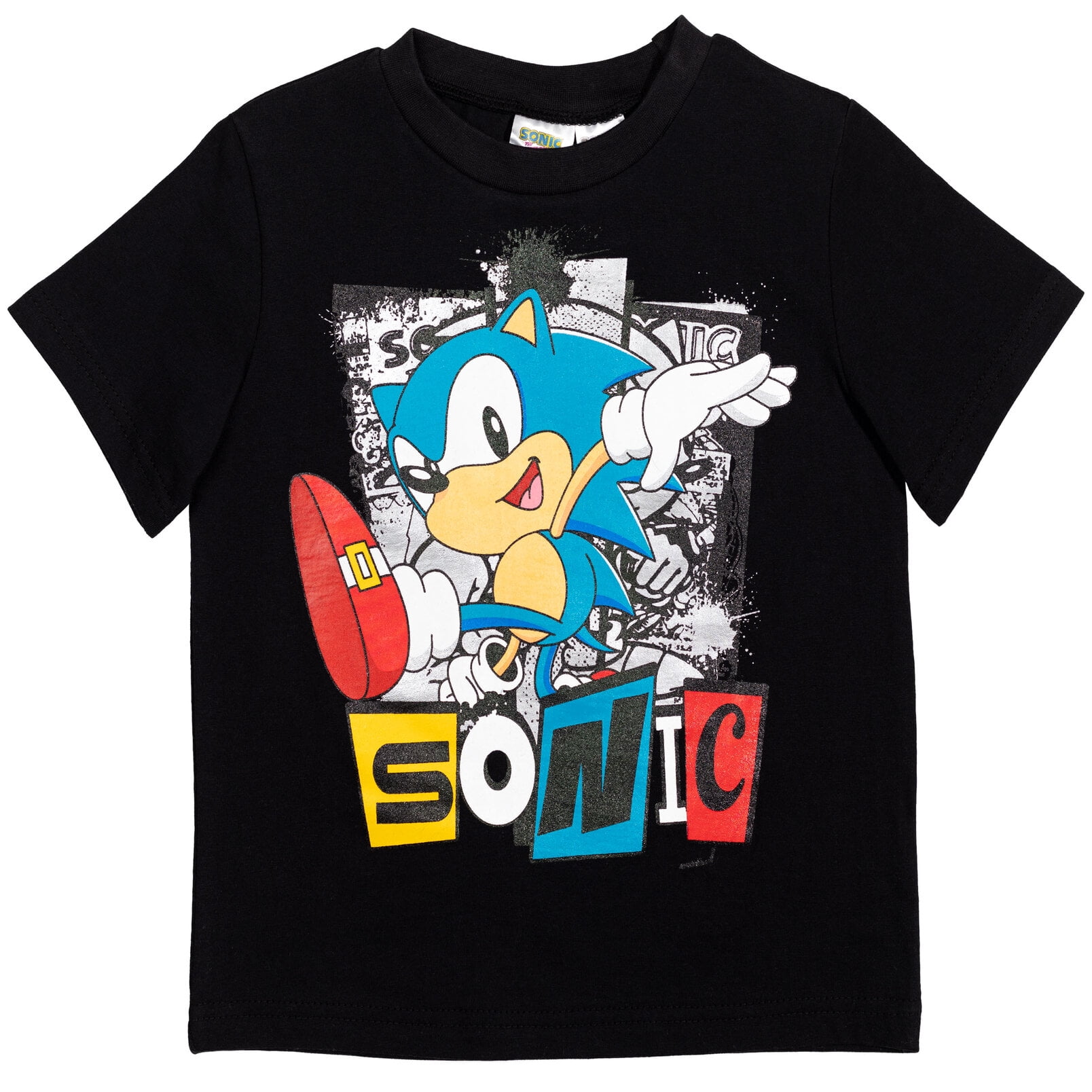 Sonic The Hedgehog Toddler Boys Athletic Pullover T-Shirt and Mesh Shorts Outfit Set Blue / Black 5T