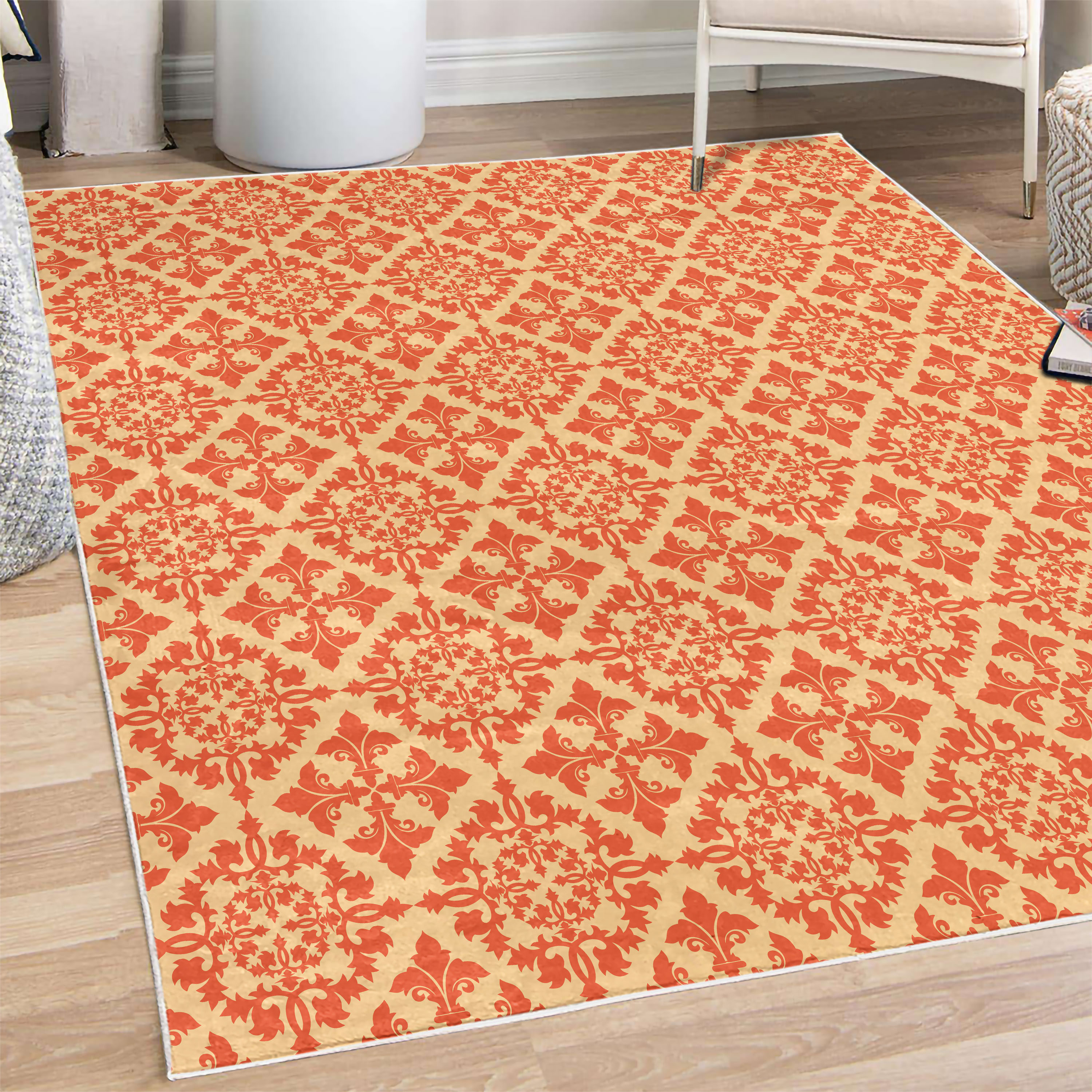 Retro Decorative Rug, Antique Victorian Floral Patterns in Modern ...