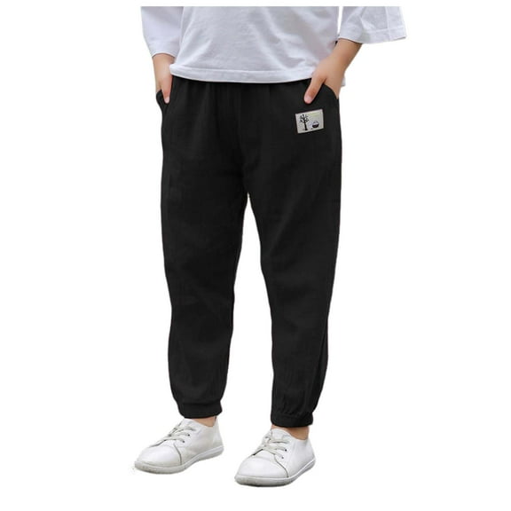 NIEWTR Toddler Boys Casual Cargo Pants Sports Solid Pants Street Sweatpants Athletic Lounge Pants Jogger Running Straight Leg SweatPants for Boy 0-15 Years (6-7 Years,Black)