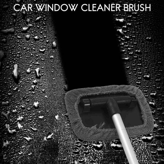 Car Window Cleaner Brush,Windshield Glass Cleaning Tool Extendable Aluminum Handle with 8Pcs Microfiber Covers