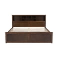 thumbnail image 4 of King Size Wood Platform Bed with Storage Headboard, USB Charging Station and Drawers - Modern Wood Bed Frame with Ample Storage for Master Bedroom, Antique Wood, 4 of 8