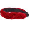 thumbnail image 3 of EeaseMX Accesorio para el cabello con trenza cruzada de franela ancha para mujer y niña, color rojo vino, 3 of 7