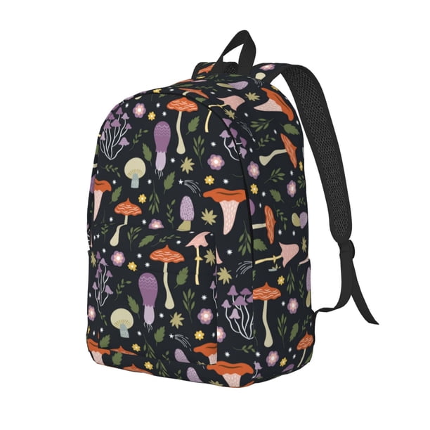 Disketp Mushrooms Mochila de Lona Estampada, Mochila Escolar de Viaje Ligera para Estudiantes y Portátil-Small