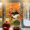 thumbnail image 3 of ViciArt Fall Leaves Black Cat Window Hanging, 4" Acrylic Autumn Suncatcher, Black Cat in White Planter, Stained Glass Style Cozy Fall Window Decor, 3 of 4